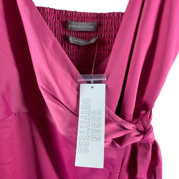 NWT Urban Outfitters Pink Silky QUINN Strappy Wrap Dress Size Small - Picture 6 of 9
